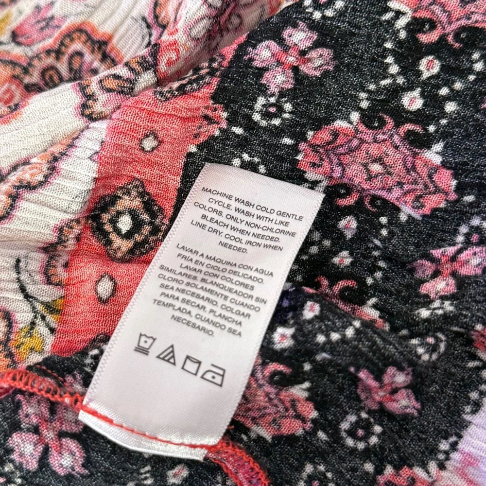 BOHO Patchwork Tiered High Low Maxi Skirt Floral Ruffle Peasant Gypsy Size XS